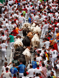 Imágenes del primer encierro de los sanfermines 2019 protagonizado por toros de Puerto de San Lorenzo.