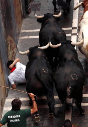 Imágenes del primer encierro de los sanfermines 2019 protagonizado por toros de Puerto de San Lorenzo.