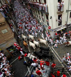 Imágenes del primer encierro de los sanfermines 2019 protagonizado por toros de Puerto de San Lorenzo.