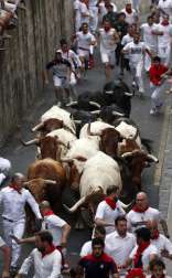 Imágenes del primer encierro de los sanfermines 2019 protagonizado por toros de Puerto de San Lorenzo.