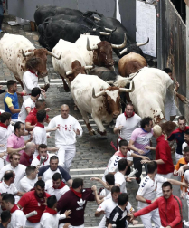 Imágenes del primer encierro de los sanfermines 2019 protagonizado por toros de Puerto de San Lorenzo.