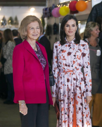 Las reinas Letizia y Sofía han visitado el rastrillo benéfico que cada año organiza la ONG Nuevo Futuro, cuya presidenta de honor es la infanta Pilar de Borbón, hermana del rey Juan Carlos, donde han hecho varias compras y les han hecho varios regalos.