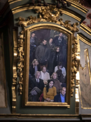 Imágenes de la visita guiada a la presentación de la finalización de las obras de restauración del claustro gótico de la Catedral de Pamplona.