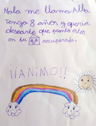 Algunos de los dibujos enviados al hotel Bed4U de Tudela, que acoge a pacientes con coronavirus