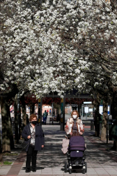 Calor y temperaturas agradables en los primeros día de la primavera en Pamplona.