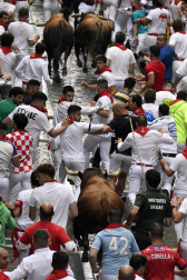 Primer encierro de San Fermín en el tramo de Estafeta