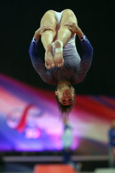 Segunda jornada del Campeonato del Mundo de Gimnasia de Trampolín en Pamplona.