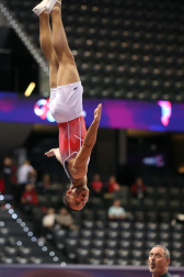 Tercera jornada del Campeonato del Mundo de Gimnasia de Trampolín en Pamplona.