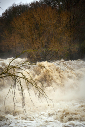 Crecida del río Ultzama a su paso por el Batán de Villava.