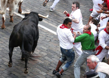 Tercer encierro de los Sanfermines 2011 protagonizado por toros de la ganadería Dolores Aguirre.