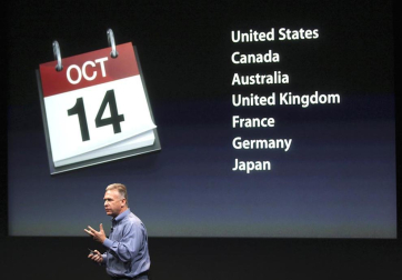 Imágenes de la presentación del último modelo del iPhone 4, de la marca Apple, este martes 4 de octubre.