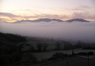 La Cuenca de Pamplona ha amanecido esta mañana rodeada por la niebla
