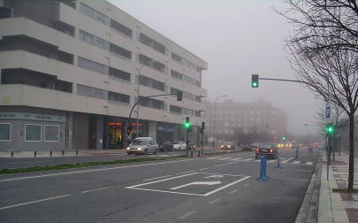 La Cuenca de Pamplona ha amanecido esta mañana rodeada por la niebla