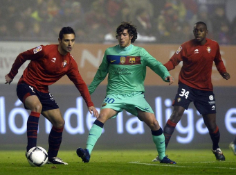 Imágenes del partido Osasuna-Barcelona correspondiente a la vuelta de octavos de final de la Copa del Rey.