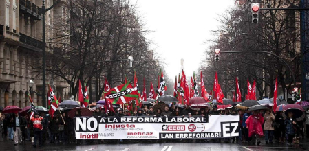 Movilizaciones convocadas por UGT y CCOO en las principales ciudades españolas como protesta y rechazo a la reforma laboral aprobada por el Gobierno de Rajoy.