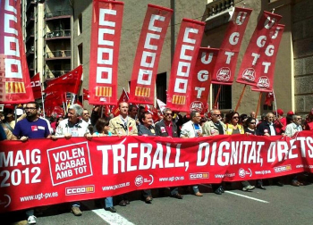 Imágenes de las concentraciones en las principales ciudades españolas, con motivo del Día del Trabajador