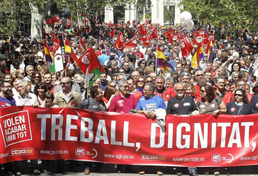 Imágenes de las concentraciones en las principales ciudades españolas, con motivo del Día del Trabajador