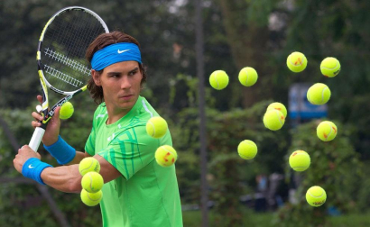 La nueva estatua de cera del tenista español Rafael Nadal presentada este miércoles en Regents Park, en el centro de Londres. La estatua terminará en el museo Madame Tussauds.