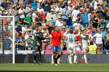 Imágenes del encuentro de la jornada 3 de LaLiga Santander disputado en el Santiago Bernabéu entre Real Madrid y el C.A. Osasuna que finalizó con victoria local.