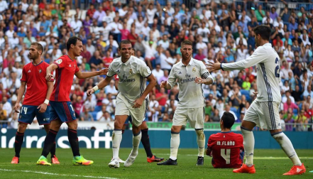 Imágenes del encuentro de la jornada 3 de LaLiga Santander disputado en el Santiago Bernabéu entre Real Madrid y el C.A. Osasuna que finalizó con victoria local.