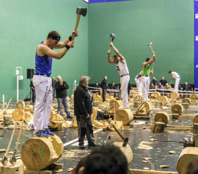 Fotos del Campeonato navarro de aizkora de Primera, celebrado el 18 de noviembre en el frontón de Doneztebe.
