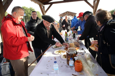 Javierada. Los peregrinos de la Ribera almuerzan en el yugo y atraviesan las Bardenas, camino de Javier