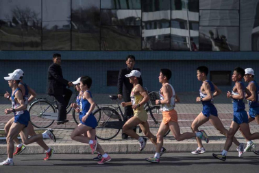 Multitudinaria carrera en la capital de Corea del Norte.