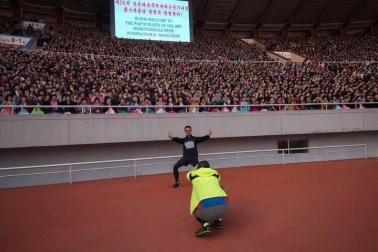 Multitudinaria carrera en la capital de Corea del Norte.