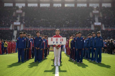 Multitudinaria carrera en la capital de Corea del Norte.
