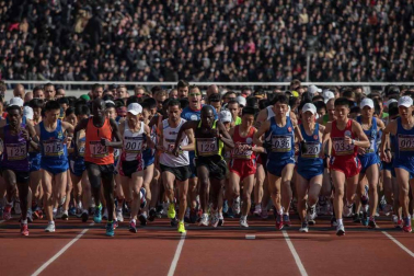 Multitudinaria carrera en la capital de Corea del Norte.