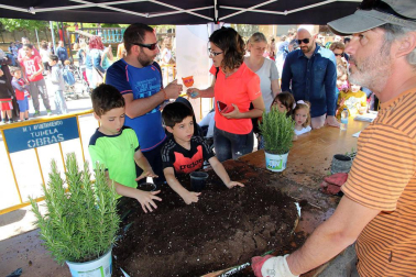 niños plantan arboles en paseo del Prado de Tudela
