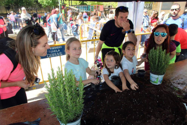 niños plantan arboles en paseo del Prado de Tudela
