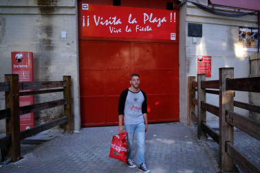 Brandon, de 23 años,vive sus primeros Sanfermines.