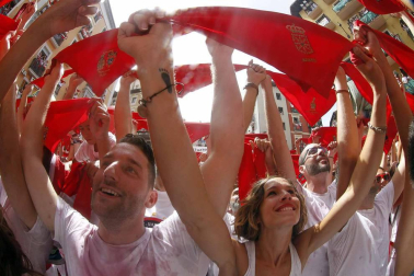 Brandon, de 23 años,vive sus primeros Sanfermines.