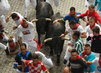 Imágenes del cuarto encierro de San Fermín de Pamplona