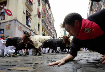 Imágenes del cuarto encierro de San Fermín de Pamplona