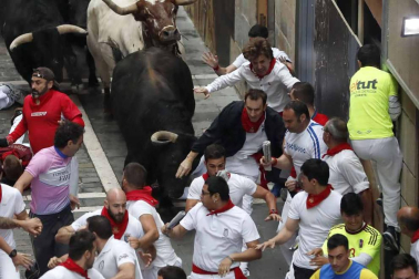 Imágenes del cuarto encierro de San Fermín de Pamplona