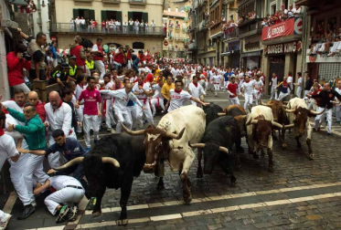 Imágenes del cuarto encierro de San Fermín de Pamplona