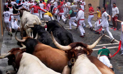 Imágenes del cuarto encierro de San Fermín de Pamplona
