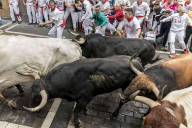 Imágenes del cuarto encierro de San Fermín de Pamplona