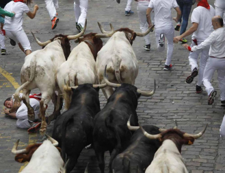Imágenes del cuarto encierro de San Fermín de Pamplona