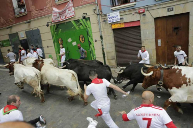 Imágenes del cuarto encierro de San Fermín de Pamplona