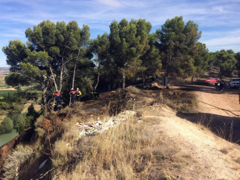 Imágenes del fuego que ha calcinado una hectárea entre Milagro y Villafranca.