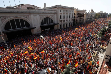 El lema de la manifestación convocada por Societat Civil Catalana es "¡Basta! Recuperemos la sensatez"