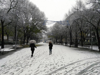 La nieve ha llegado con el mes de diciembre a Pamplona.