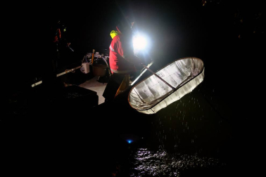 Reportaje gráfico de la pesca de la angula en Francia hasta que llega a una pescadería de Pamplona