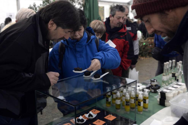 Desde los pedazos más pequeños por 5€ hasta lo que los bolsillos de los compradores se pudieran permitir, la XVI Feria de la Trufa vendió este esquisto producto a 1.000€ el kilo.