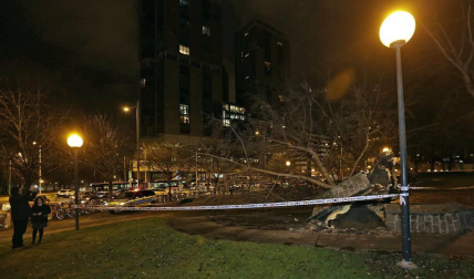 Dos personas resultaron heridas este lunes por la tarde en Pamplona al caerles encima un árbol en la Vuelta del Castillo de Pamplona, el situado en la confluencia de la Avenida del Ejército y Pío XII.