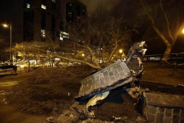 Dos personas resultaron heridas este lunes por la tarde en Pamplona al caerles encima un árbol en la Vuelta del Castillo de Pamplona, el situado en la confluencia de la Avenida del Ejército y Pío XII.