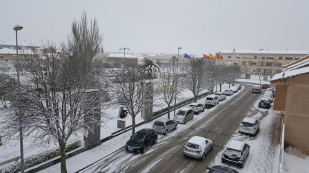 Imágenes de la nieve que ha llegado ala Ribera de Navarra este 27 de febrero de 2018